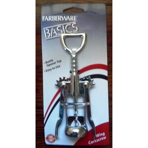 Farberware Basics Winged Corkscrew with Bottle Opener, Steel Finish, Multifunct
